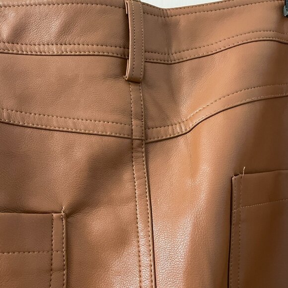 New Sans Souci Faux leather High waist wide leg  pants Brown size M - Picture 6 of 11
